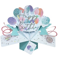 Wishstring  Pop-up Card - Birthday Balloons Pastel