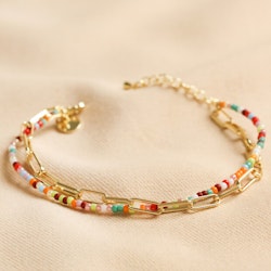 Lisa Angel - Rainbow Bead and  Chain Layered Bracelet