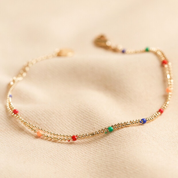 Lisa Angel - Rainbow Enamel Ball Chain Layered Bracelet