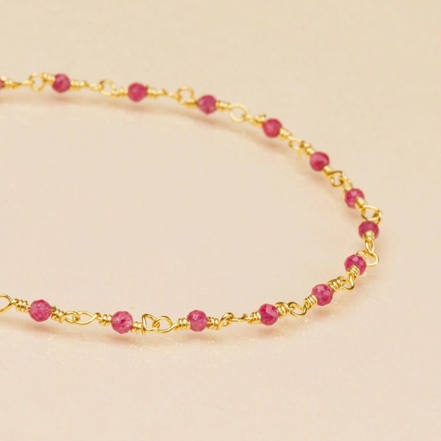 Une a Une - India Faceted Bracelet Raspberry