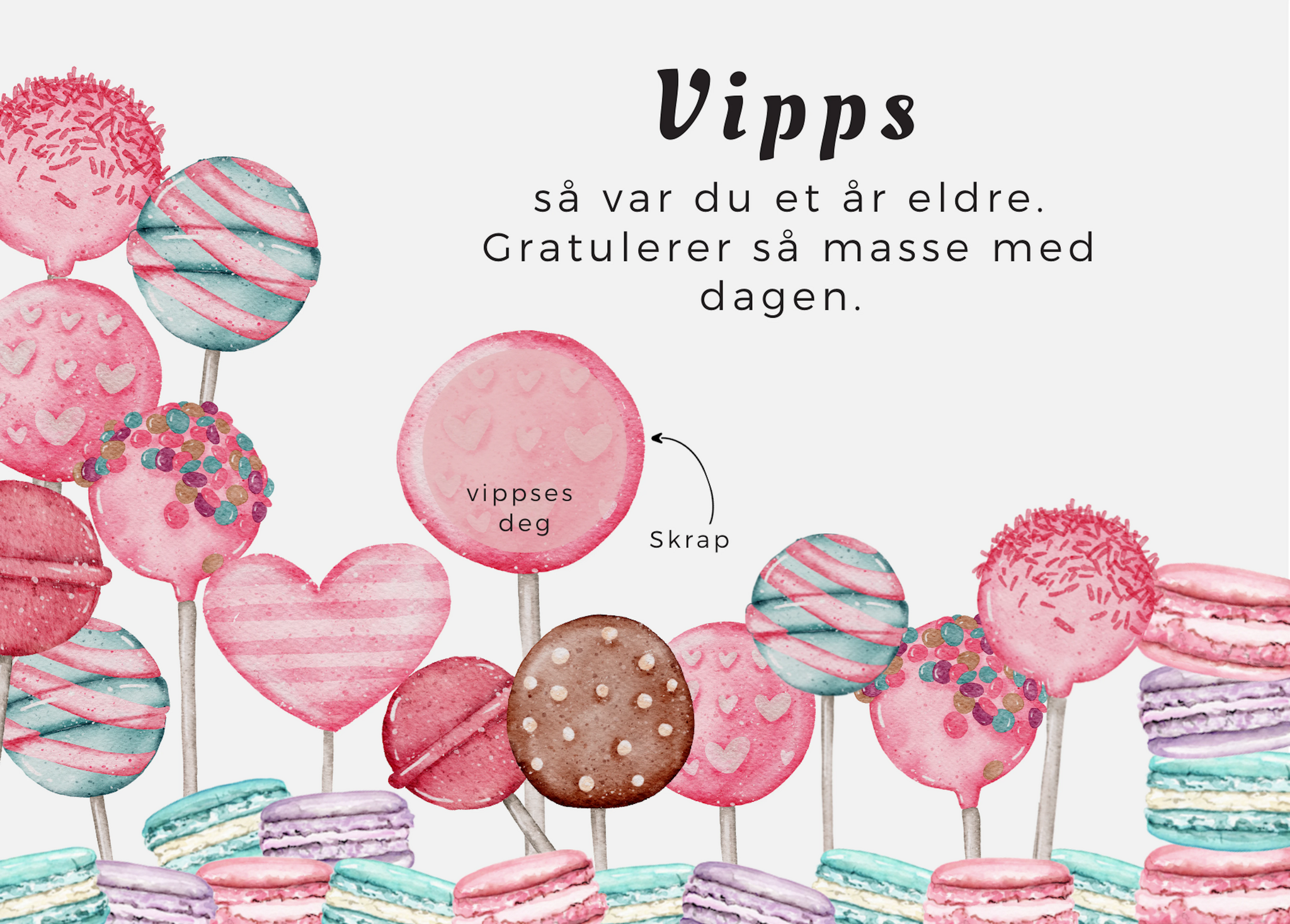 3pk Vipps Skrapekort - Cake Pops