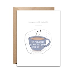Pixel Paper Heart Sticker Card - Coffee