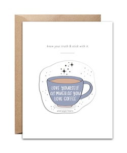 Pixel Paper Heart Sticker Card - Coffee