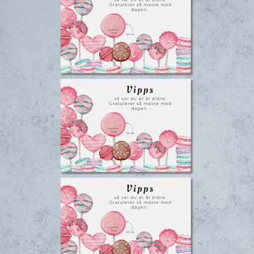 3pk Vipps Skrapekort - Cake Pops