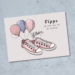 Vipps Bursdagskort - Pink Sneakers