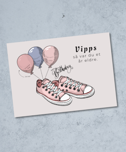 Vipps Bursdagskort - Pink Sneakers