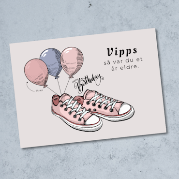 Vipps Bursdagskort - Pink Sneakers