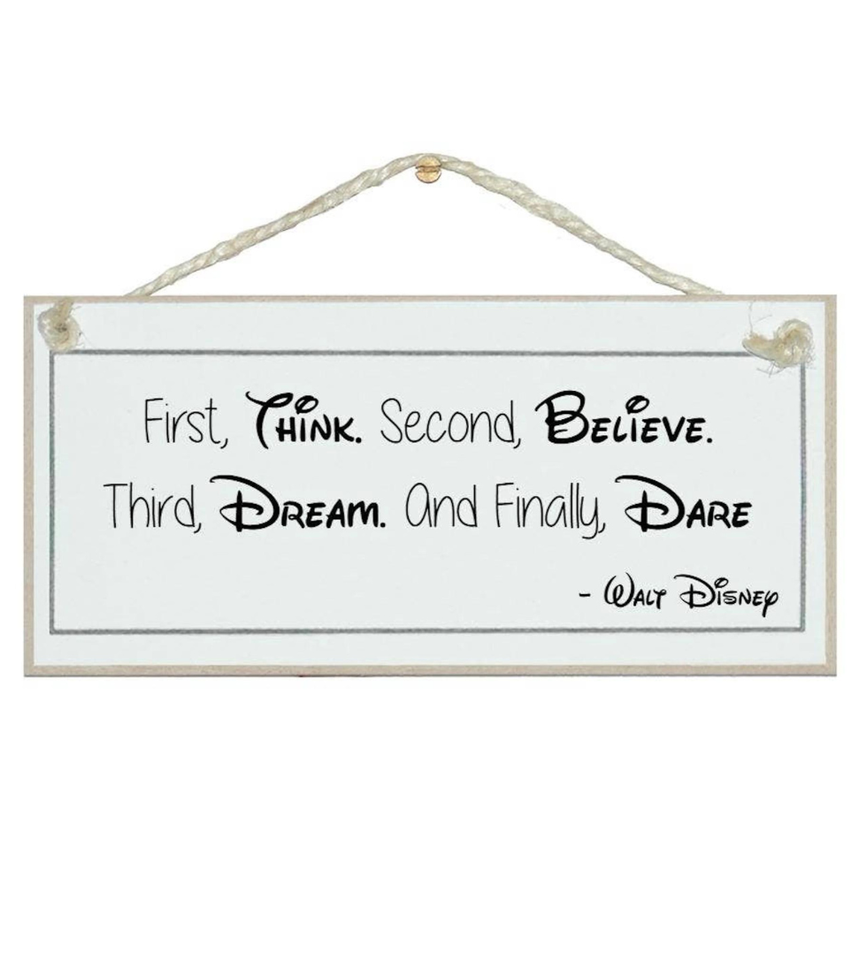 Crafty Clara Wooden Sign - "Think, Believe, Dream, Dare"