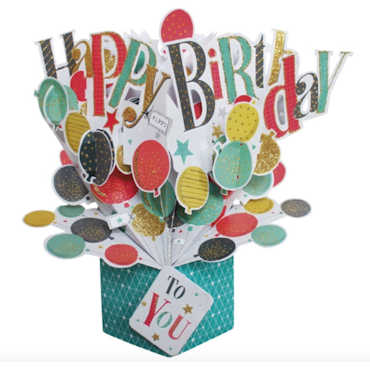 Second Nature  Pop-up Card - Birthday Balloons Colorful