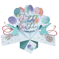 Second Nature  Pop-up Card - Birthday Balloons Pastel