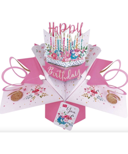 Second Nature  Pop-up Card - Pink Birthday Cake