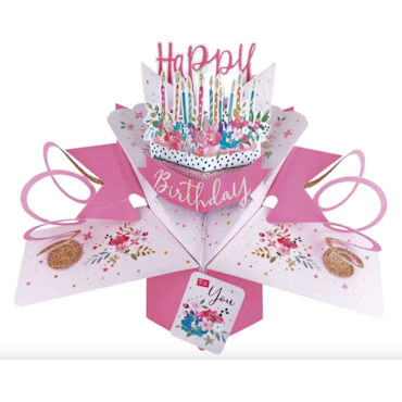 Second Nature  Pop-up Card - Pink Birthday Cake