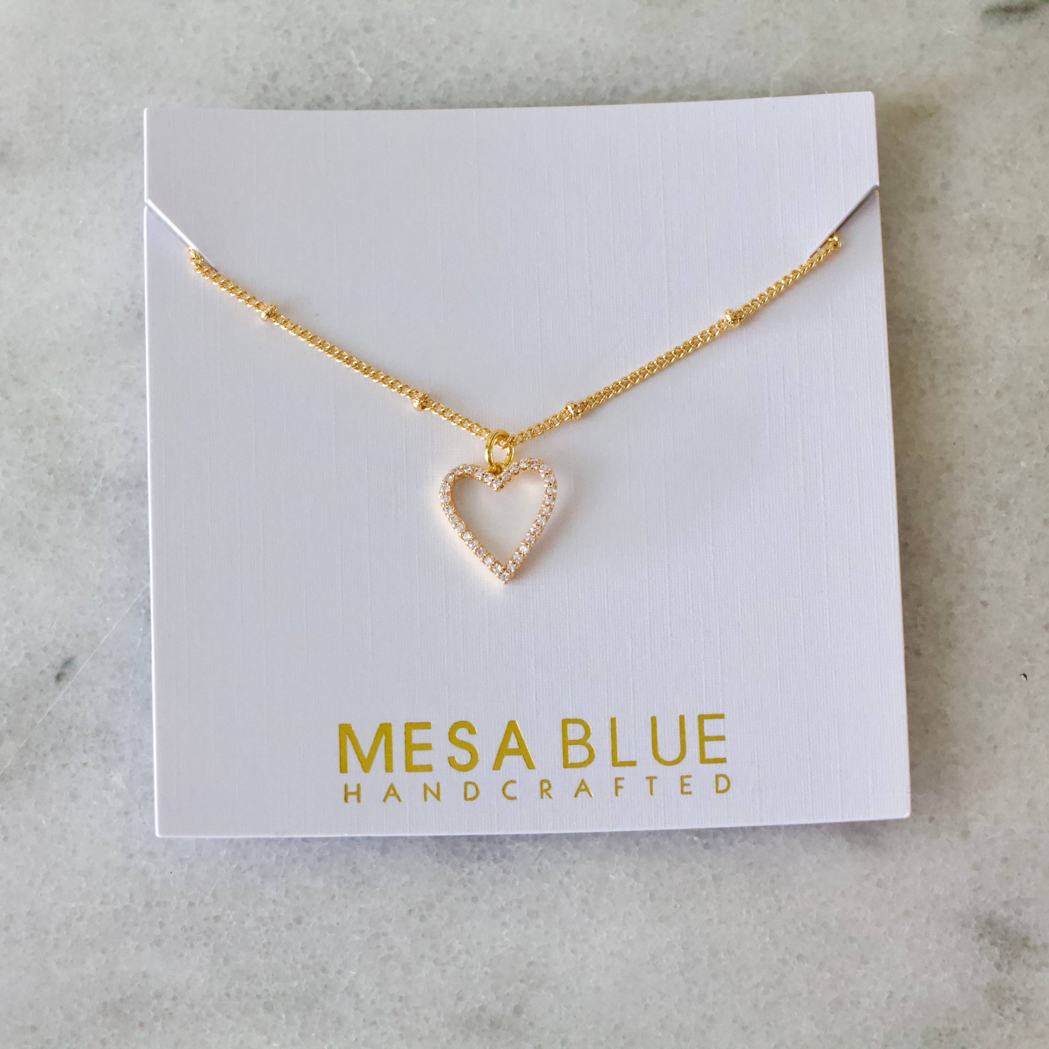 Mesa Blue - CZ Heart Necklace