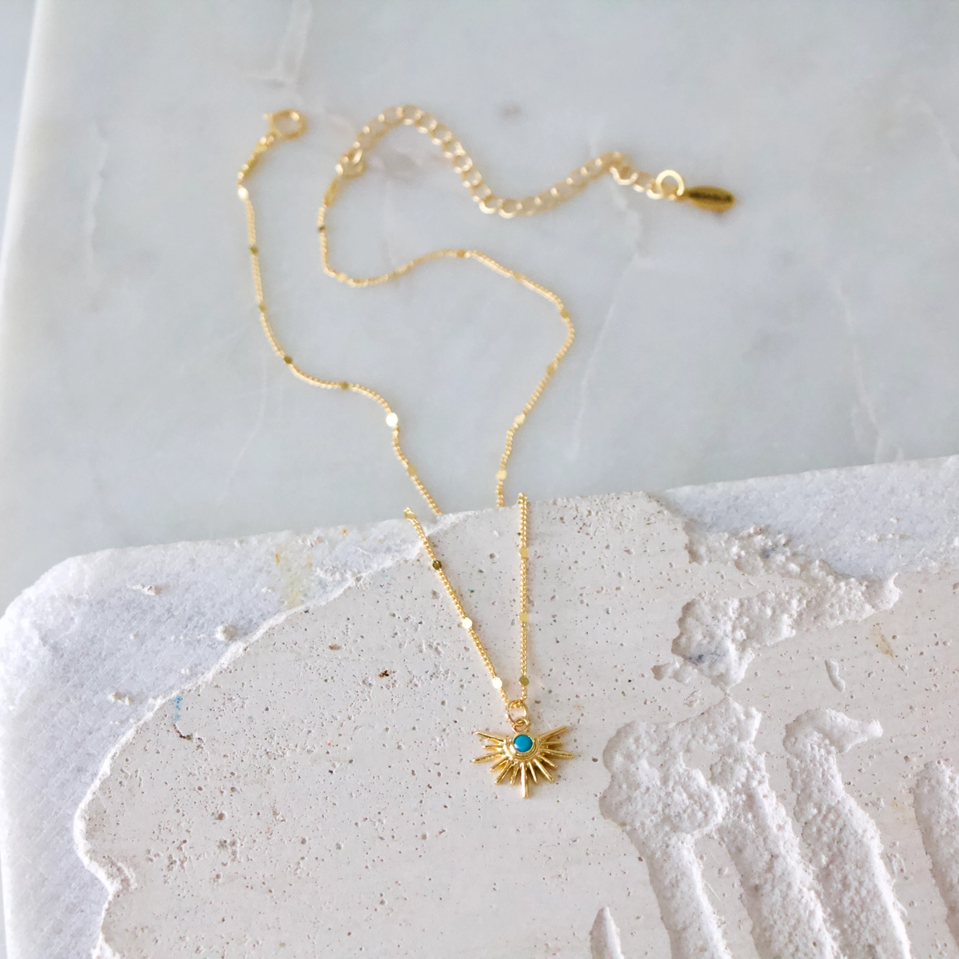 Mesa Blue - Turquoise Starburst  Gold Necklace