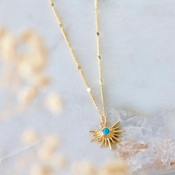 Mesa Blue - Turquoise Starburst  Gold Necklace