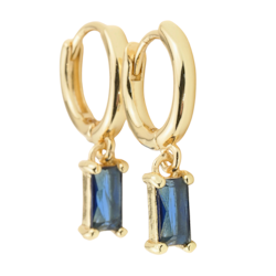 Blue Eye Jewelry - 14k Gold Baguette Hoops Øredobber - Sapphire