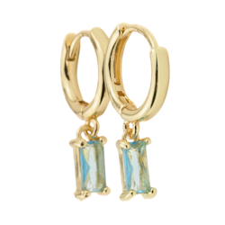 Blue Eye Jewelry - 14k Gold Baguette Hoops Øredobber - Aquamarine