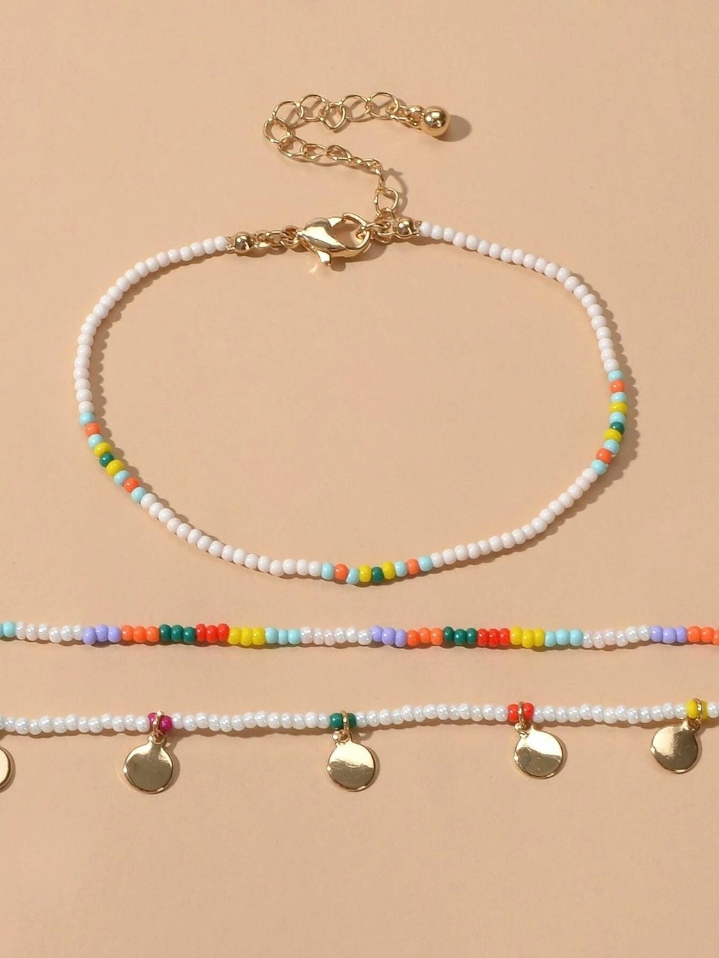 3pcs Bohemian Disc Charm  Bracelet