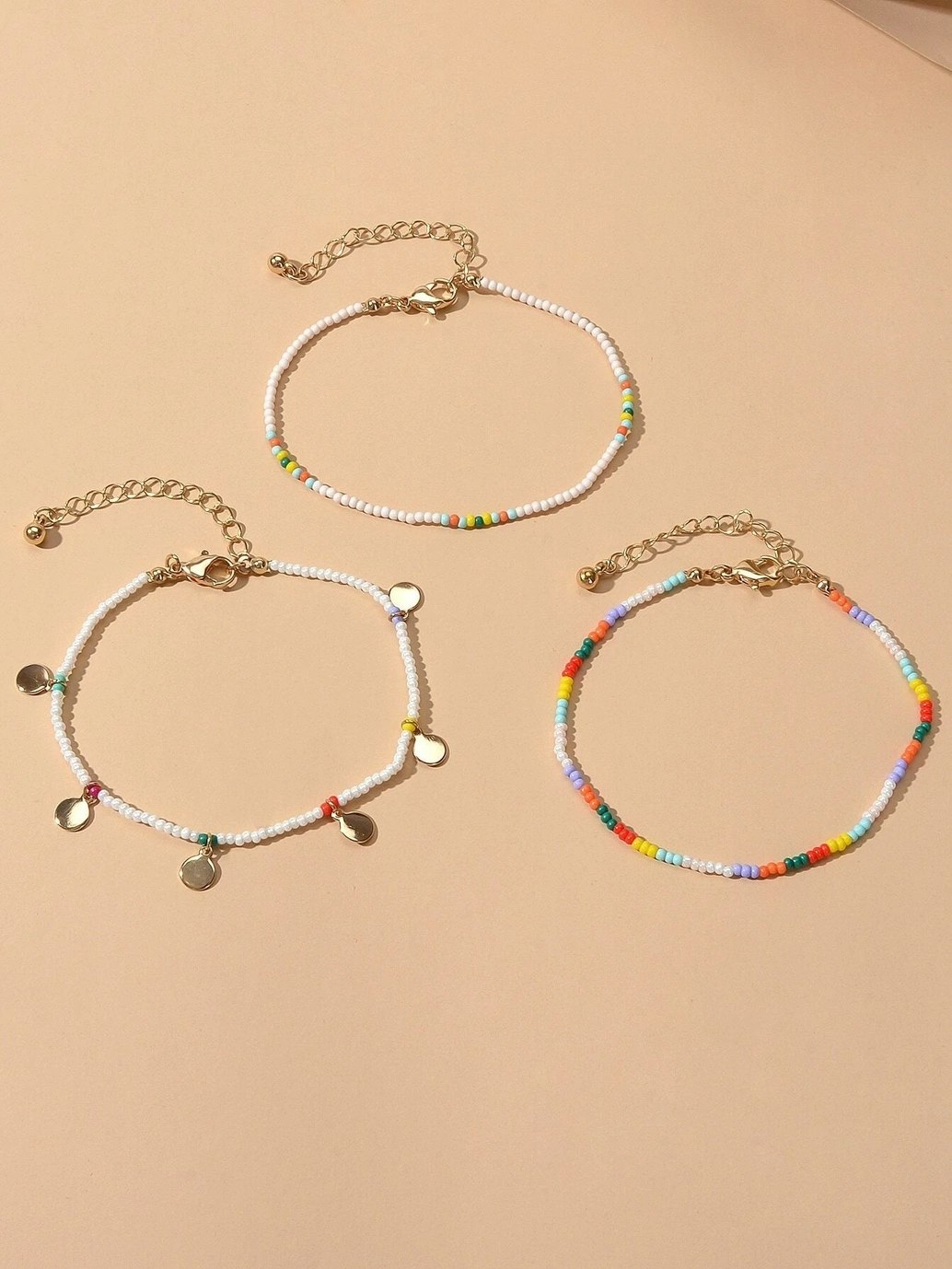 3pcs Bohemian Disc Charm  Bracelet