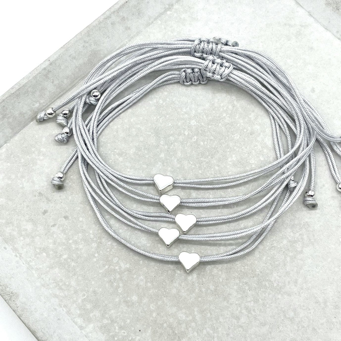 Parsley & Pepper - Friendship Bracelet - Silver Heart Grå
