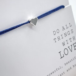 Parsley & Pepper - Friendship Bracelet - Silver Heart-  Blå