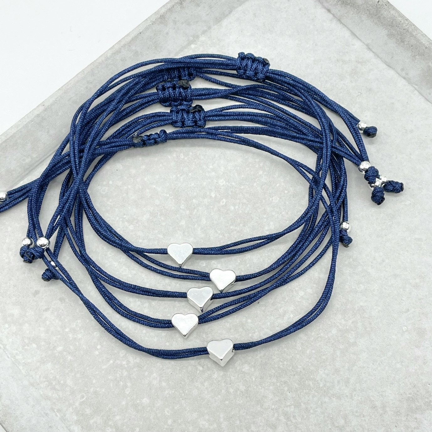 Parsley & Pepper - Friendship Bracelet - Silver Heart-  Blå