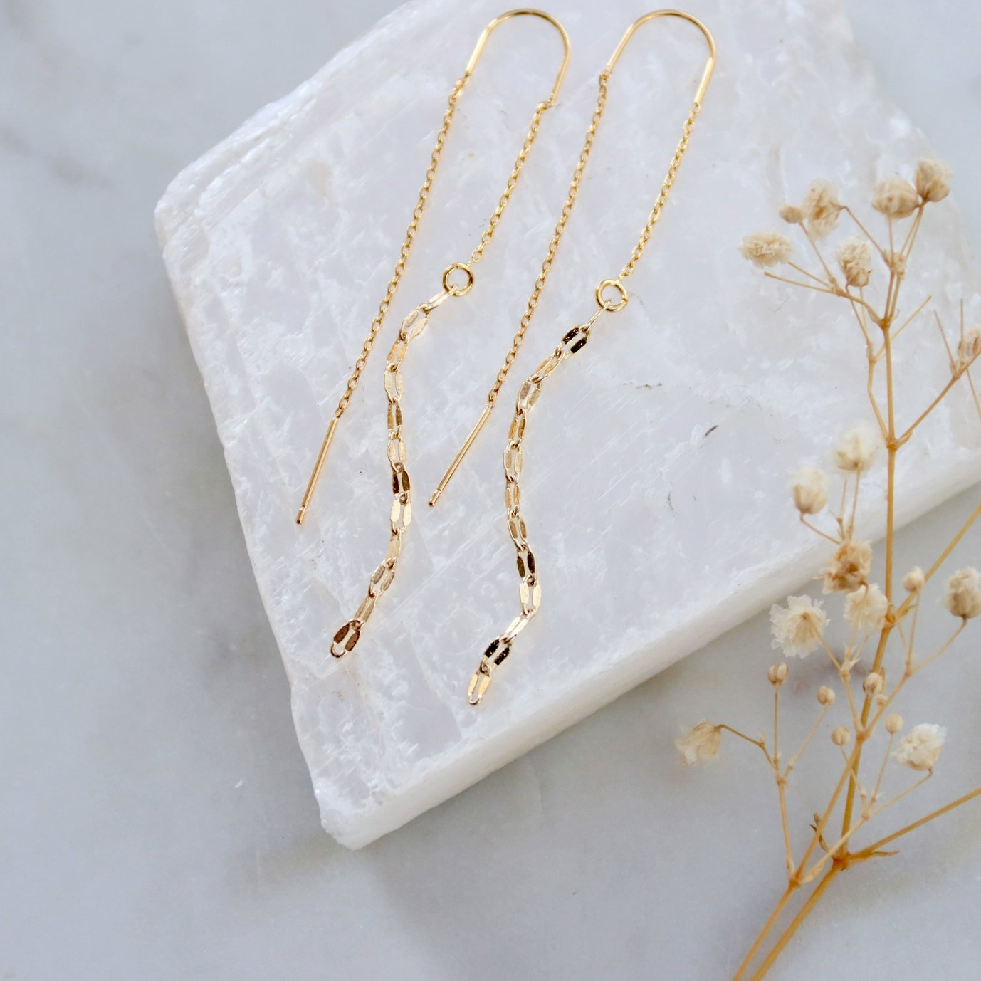 Mesa Blue - Sequin Disc Threader Earrings