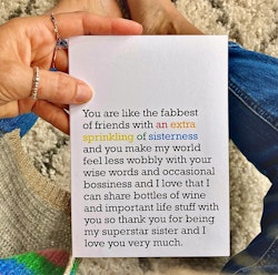 The Right Lines kort - ‘An Extra Sprinkling Of Sisterness’