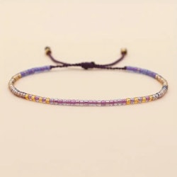 Mini Glass Beads Armbånd - Lilla/gull