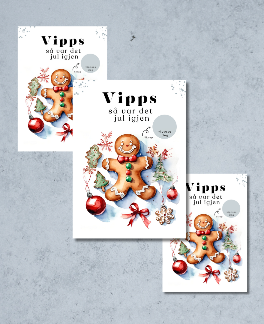 3pk Vipps Skrapekort - Pepperkake