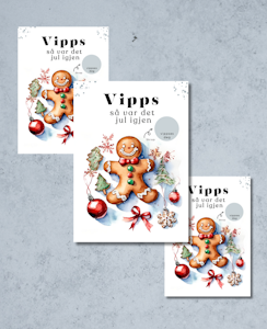 3pk Vipps Skrapekort - Pepperkake