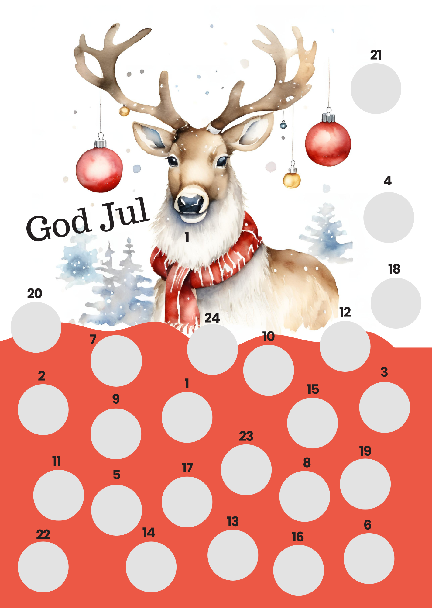 Scratch-off Julekalender - Reinsdyr