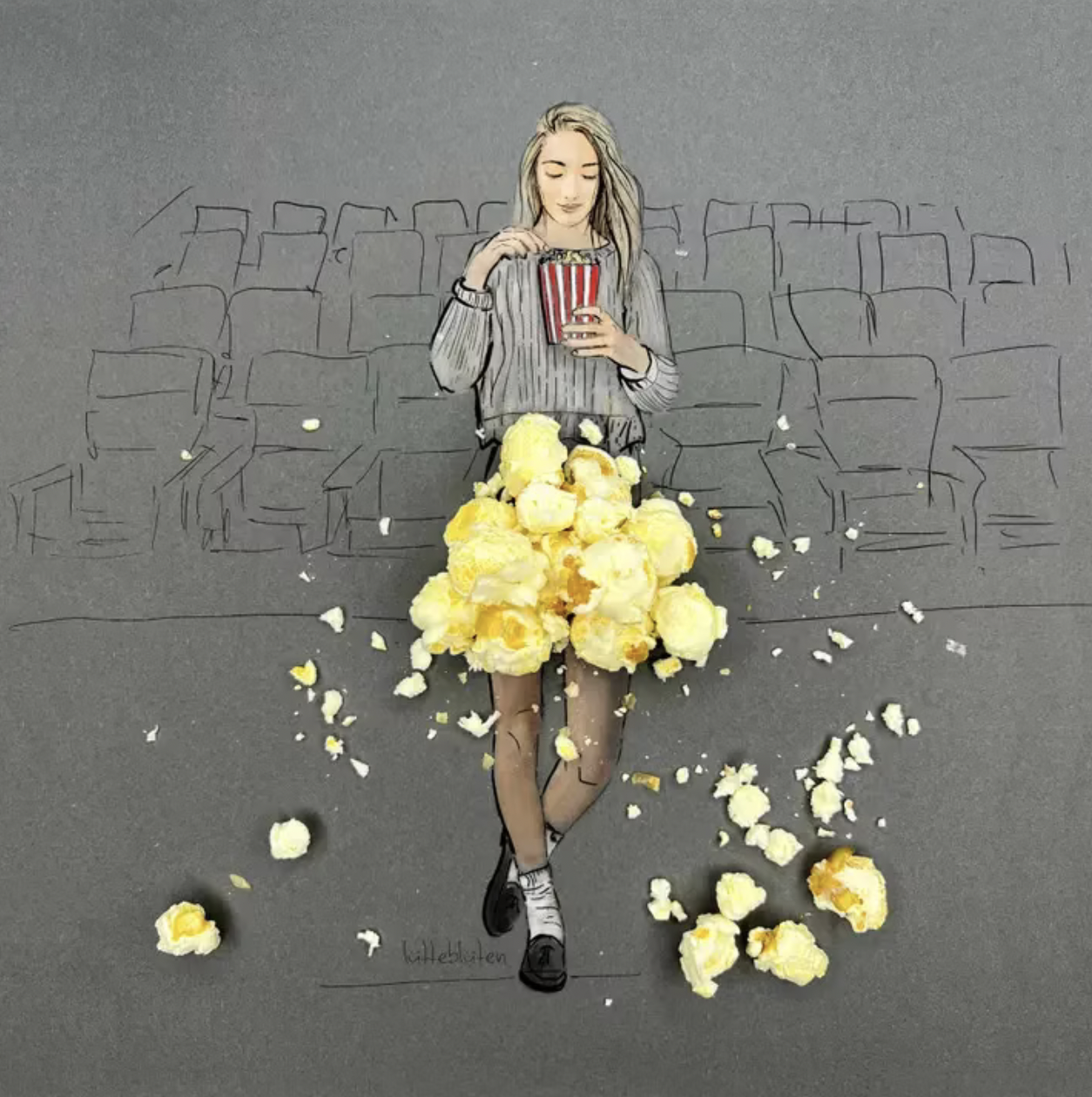 Lütteblüten kort - Popcorn på kino