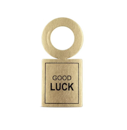 Vinstrip - Flaskekort Gull - "Good luck"
