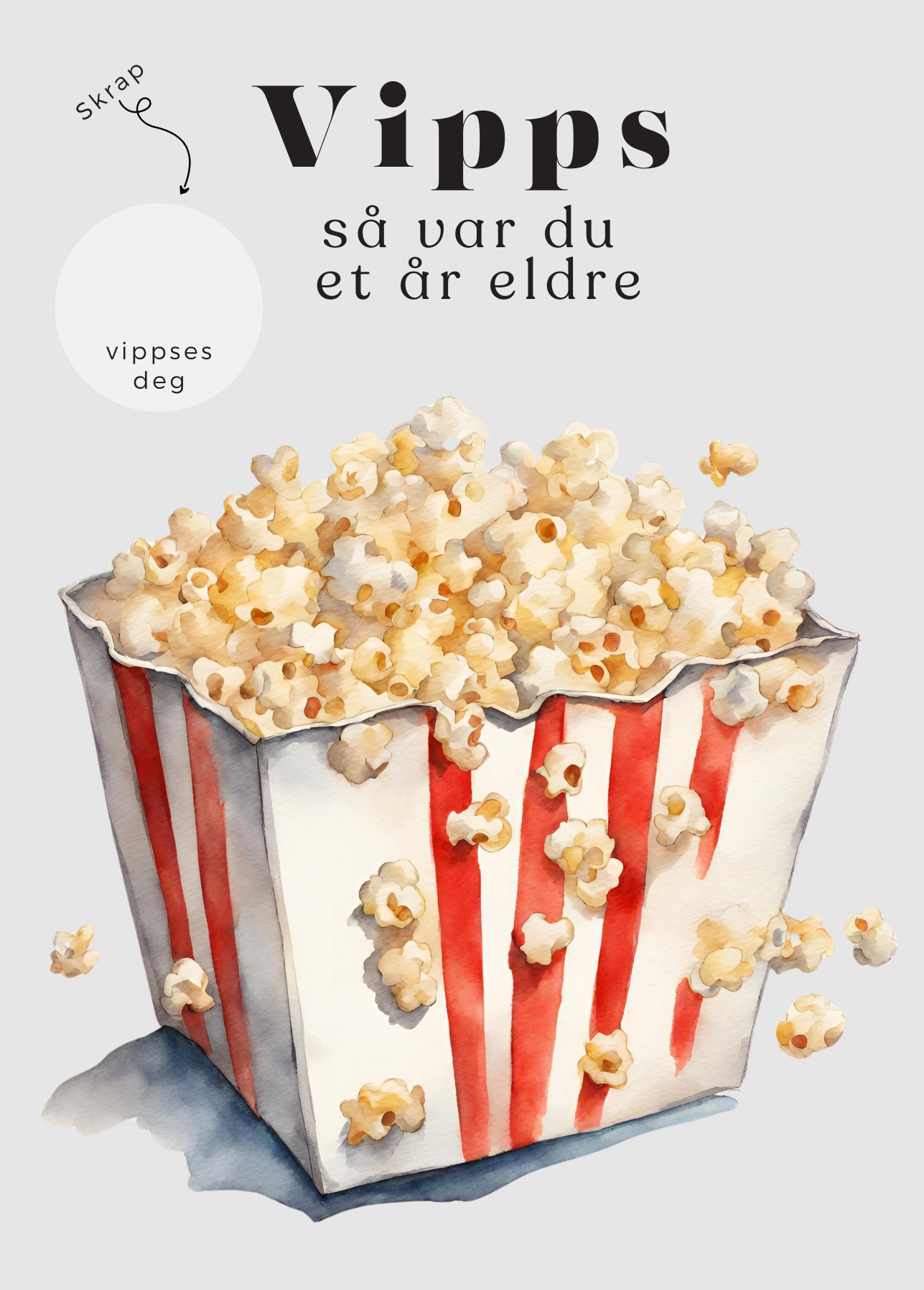 3pk Vipps Skrapekort - Popcorn