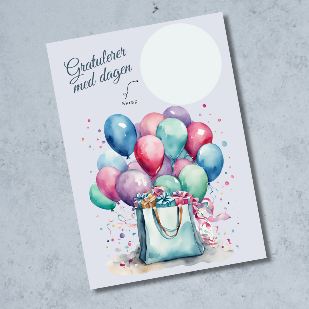 Bursdag Skrapekort - Ballonger