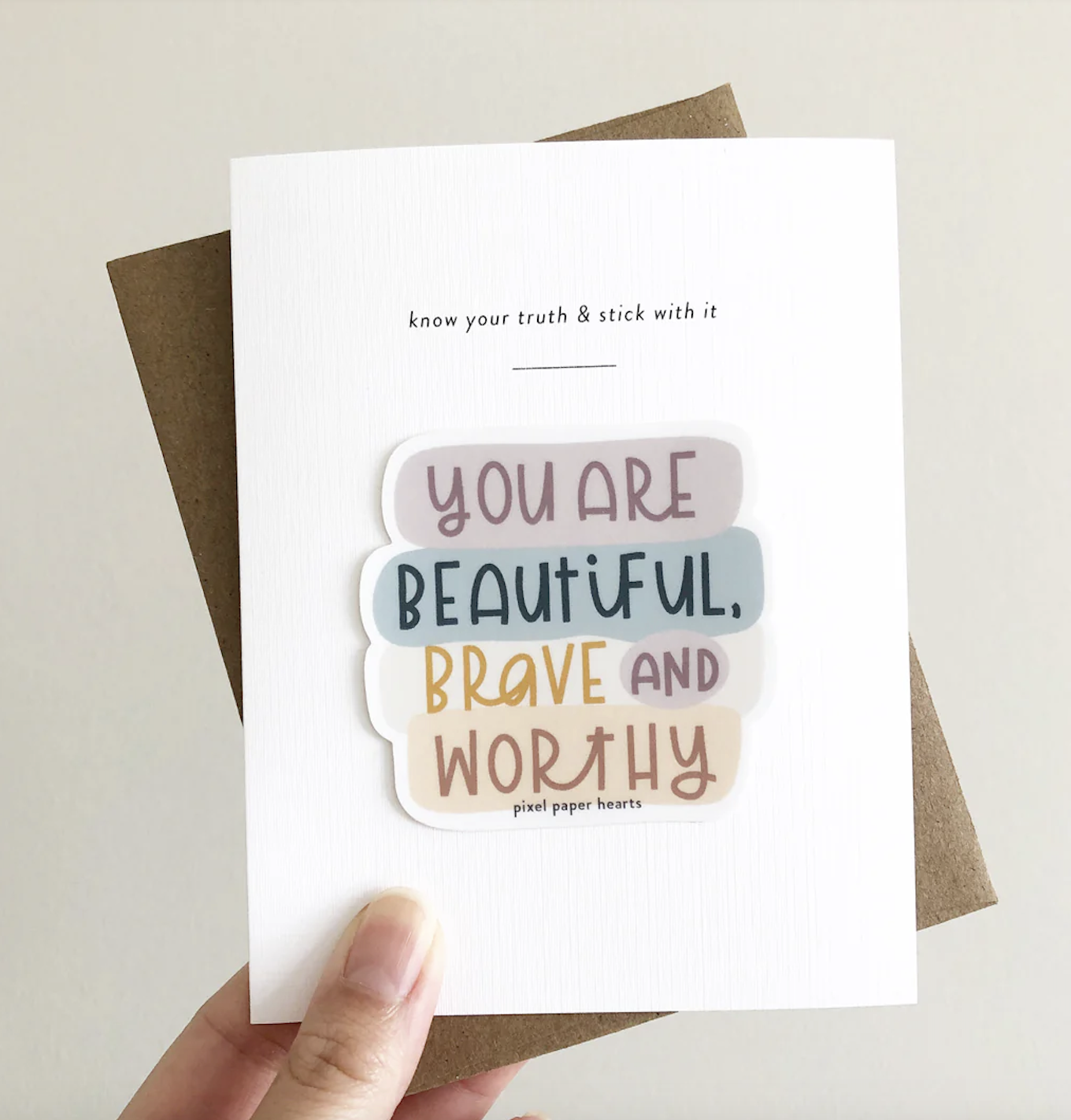 Pixel Paper Heart Sticker Card - You Are