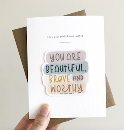 Pixel Paper Heart Sticker Card - You Are