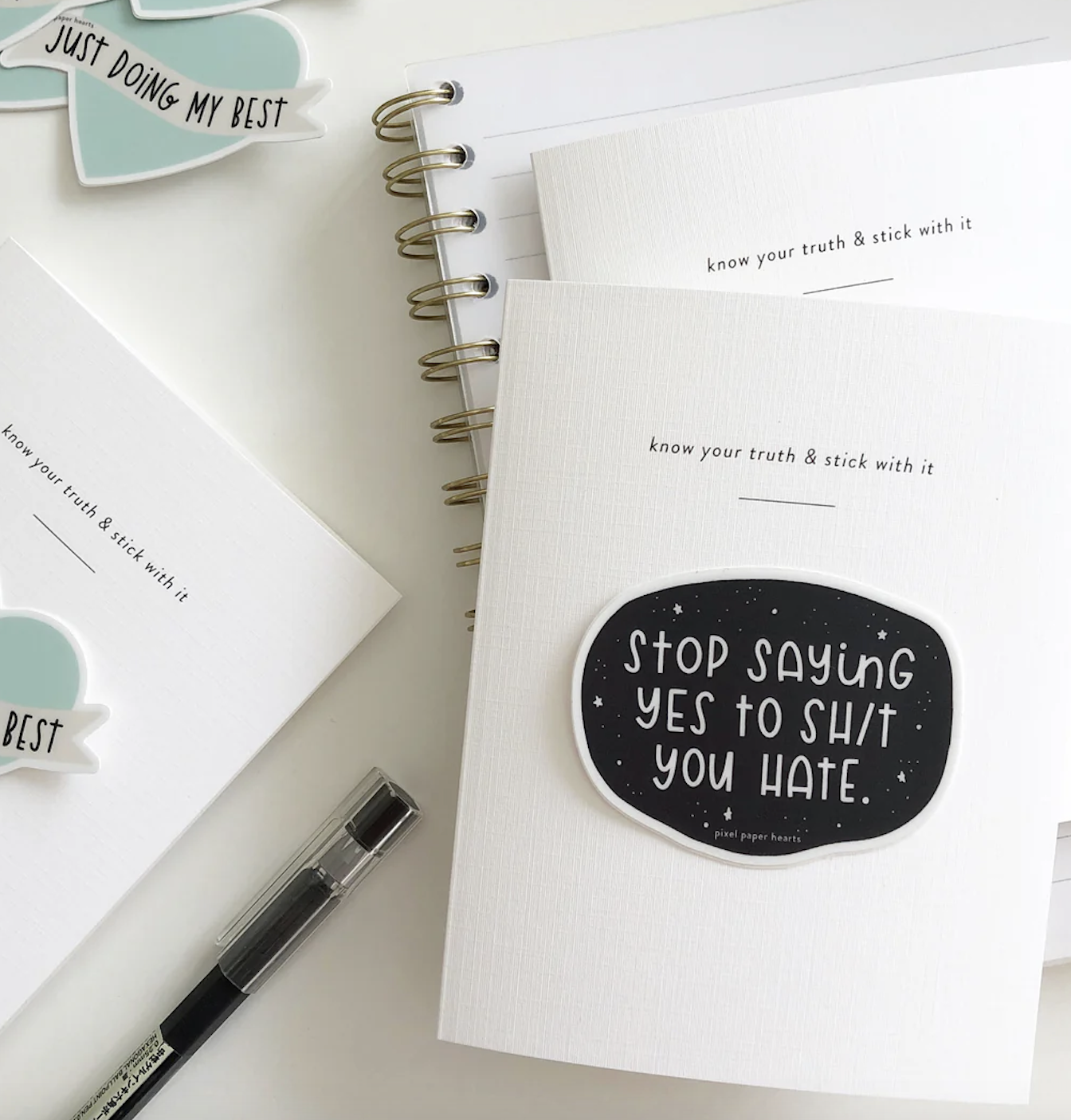 Pixel Paper Heart Sticker Card - Stop Saying Yes..