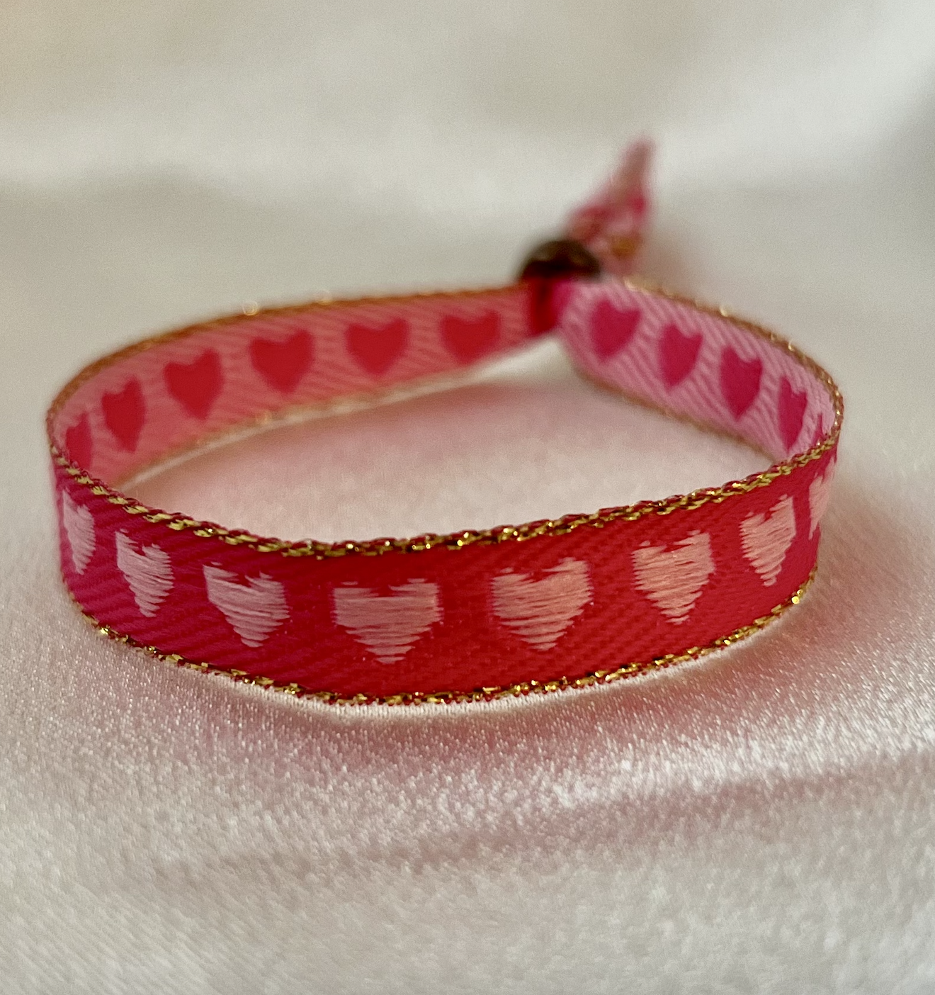 Ribbon Bracelet - Pink Hearts