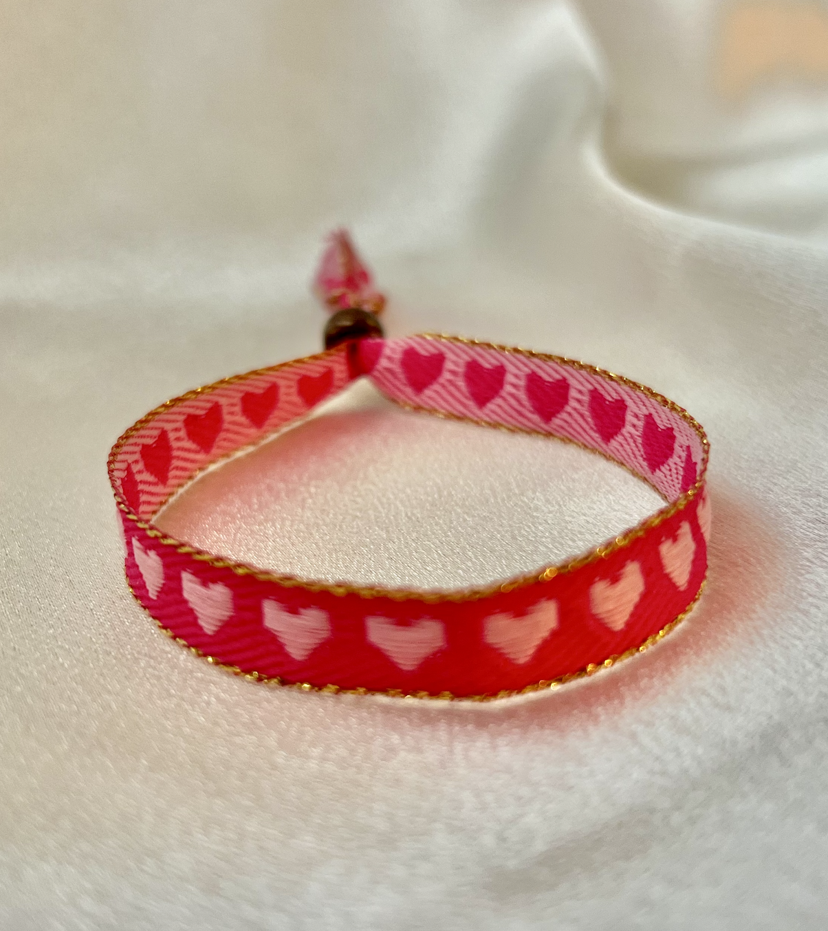 Ribbon Bracelet - Pink Hearts