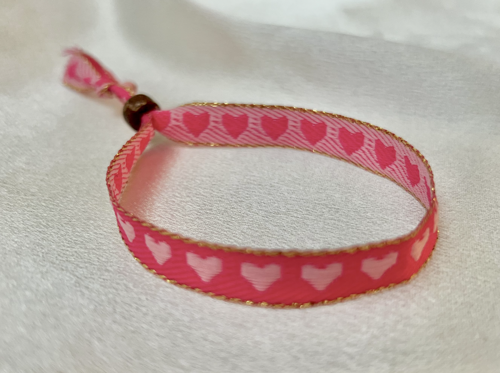 Ribbon Bracelet - Pink Hearts