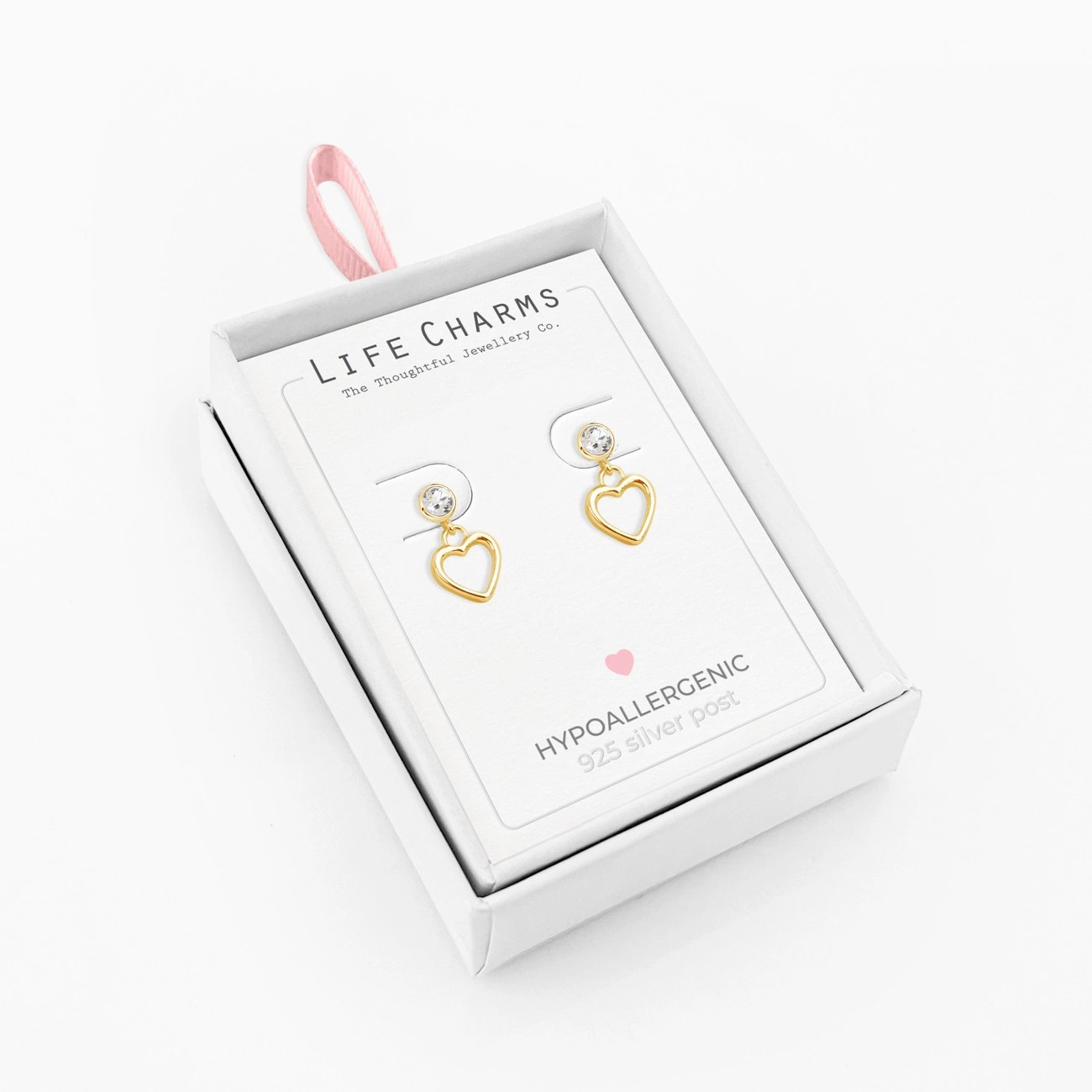 Life Charms - Gullbelagte hjerte øredobber