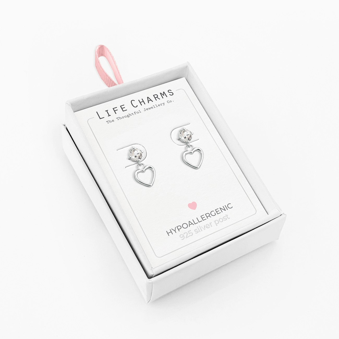 Life Charms - Hjerte Sølv øredobber