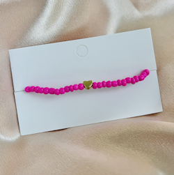 Glass Beads Stretch Bracelet - Pink