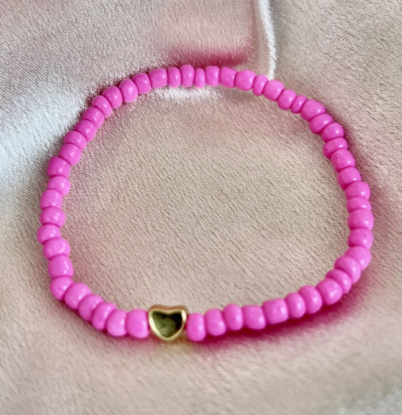 Glass Beads Stretch Bracelet - Pink