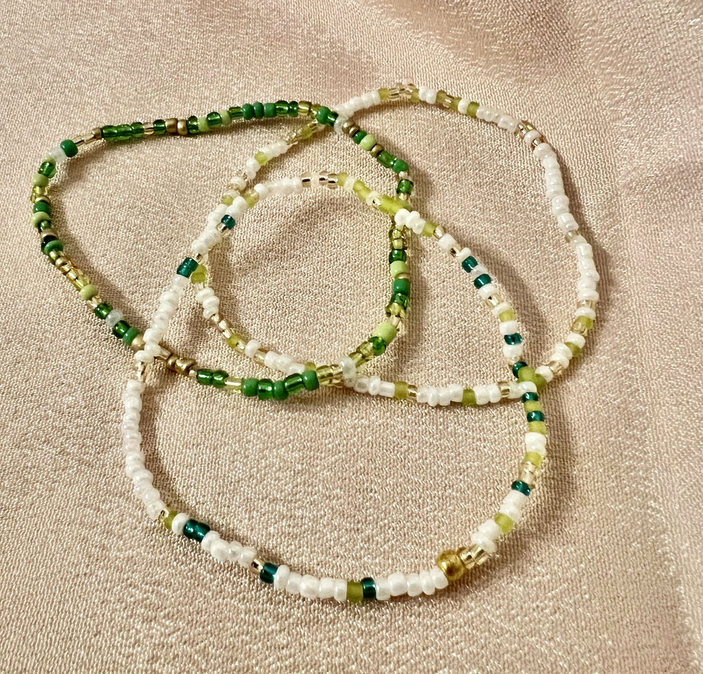 3pk Glass Beads Stretch Bracelet