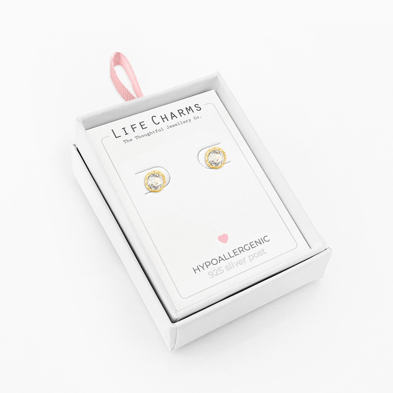´Life Charms - Crystal Gullbelagte Øredobber