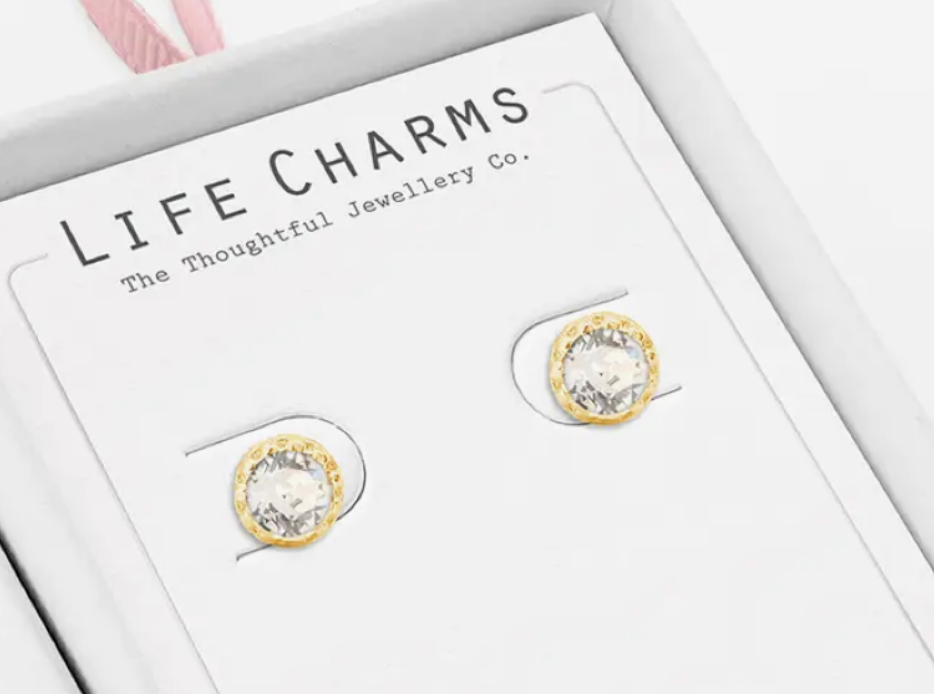 ´Life Charms - Crystal Gullbelagte Øredobber