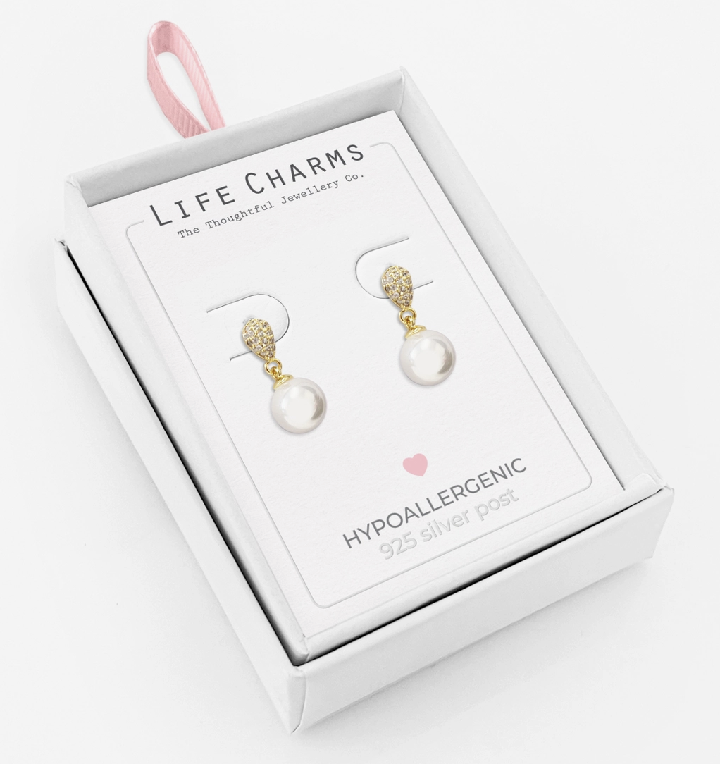 Life Charms - Pearl Drop Øredobber